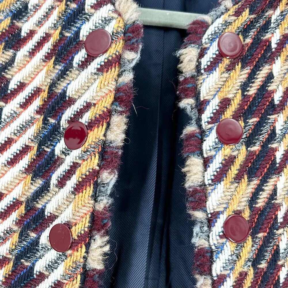 Sandro Marianne Herringbone Wool Blend Multicolor Blazer - Picture 3 of 9